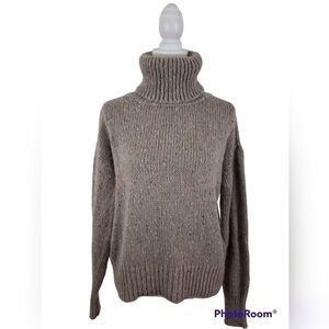 Something Navy~Size XS~Brown Cable Knit Turtleneck Sweater Made in Italy.